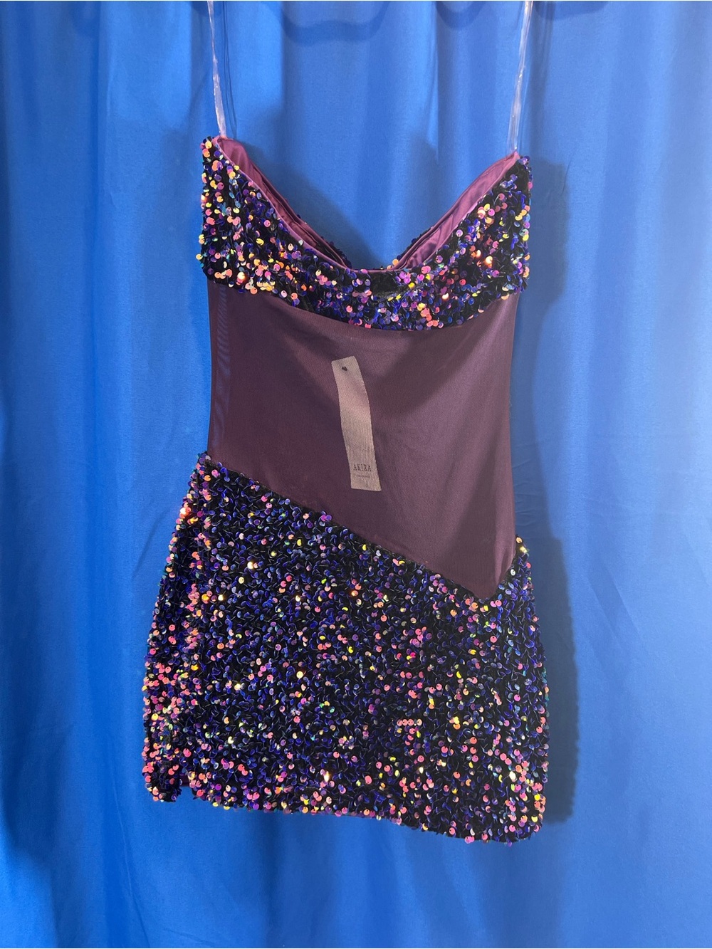 AKIRA Purple Sequin Mini Dress with Multicolor Accents